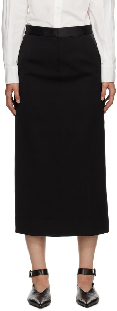 Recto Black Tailored Maxi Skirt