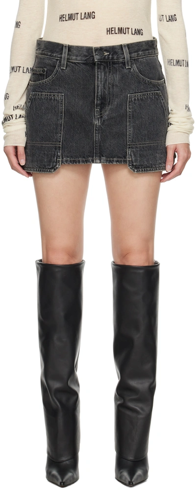 Helmut Lang Carpenter Washed Denim Cotton Mini Skirt In Washed Charcoal