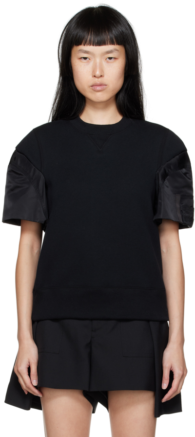 Sacai Black Pullover Sweatshirt In 001 Black