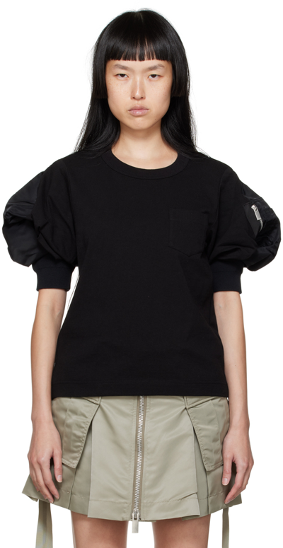 SACAI BLACK MIX T-SHIRT