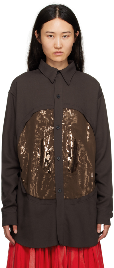 Edward Cuming Brown Sequinned Shirt