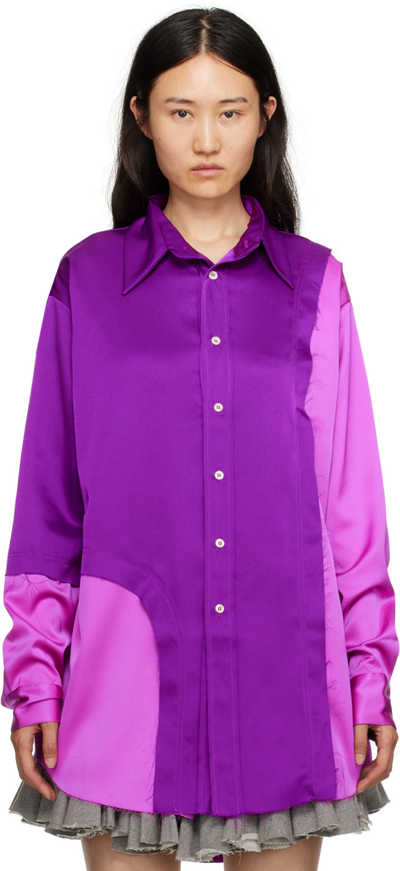 Edward Cuming Purple & Pink Paneled Shirt In Purple/pink