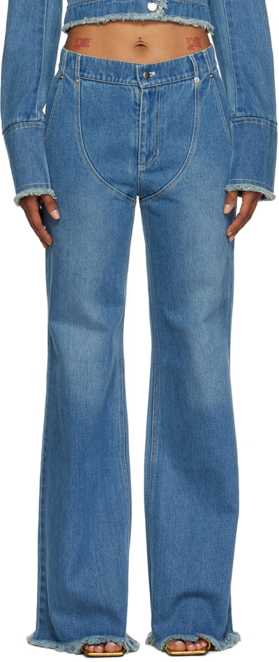 Juneyen Blue Faded Jeans In Washed Denim