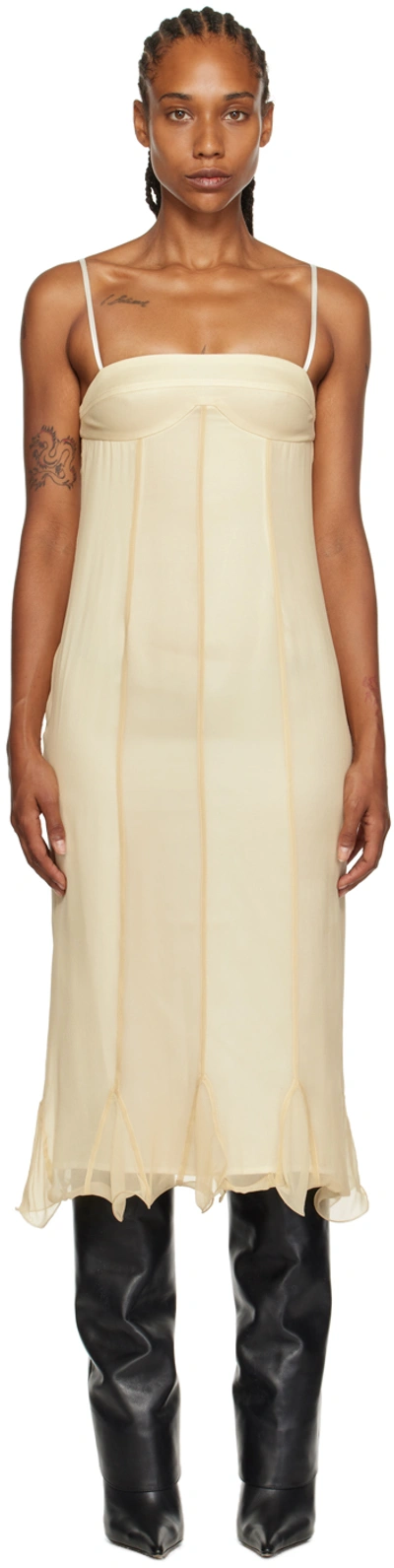 Juneyen Yellow Paneled Midi Dress In Ivory