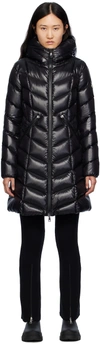 Moncler Marus Long Nylon Down Jacket In 999 Black