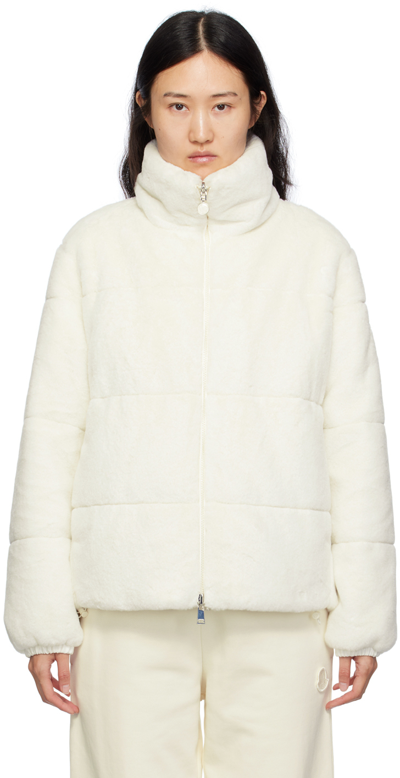 MONCLER WHITE PLUVIER REVERSIBLE FAUX-FUR DOWN JACKET