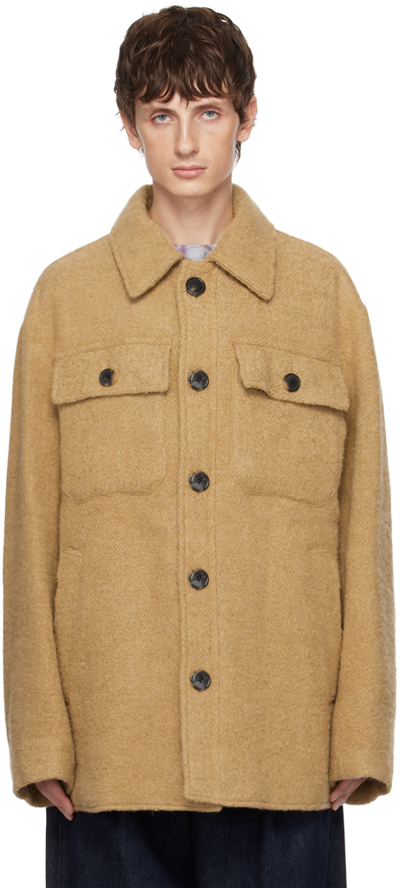 Dries Van Noten Tan Vented Jacket In Beige