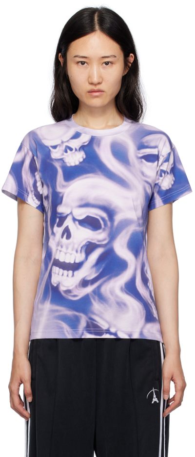 Stockholm Surfboard Club Blue Airbrush T-shirt In Blue Skull