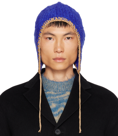 Acne Studios Hat With Ear Flaps In Deep Blue