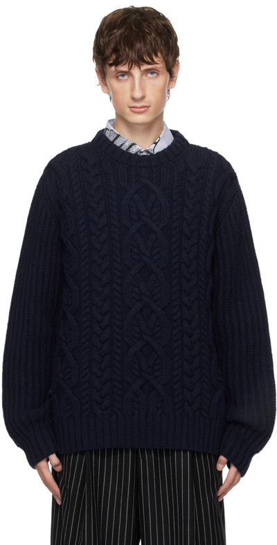 Dries Van Noten Navy Crewneck Jumper