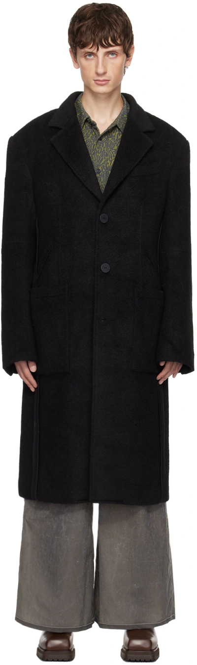 Eckhaus Latta Black Form Coat In Raven