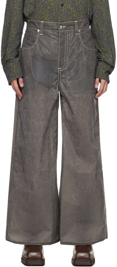 Eckhaus Latta Gray Wide-leg Jeans In Paper Grey