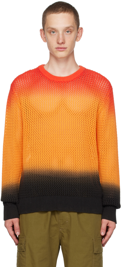 Stussy Pigment Dyed Loose Gauge Sweater Lava In Orange