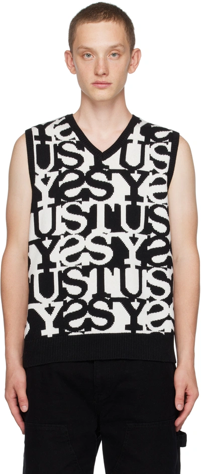 Stussy Stacked Sweater Vest In Nero