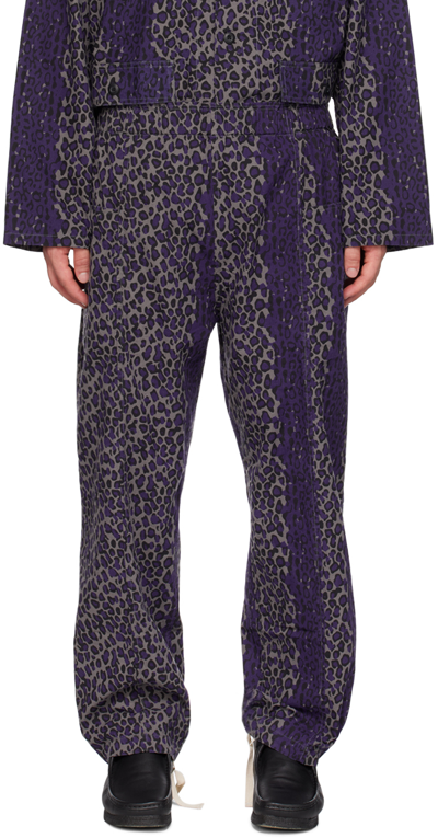 South2 West8 Purple Print Trousers In B-leopard
