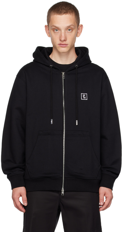 Wooyoungmi Logo-patch Cotton Zip-up Hoodie In Black