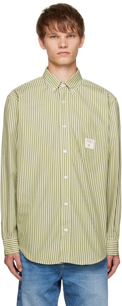 Drôle De Monsieur Men's La Chemise Rayée Striped Shirt In Khaki