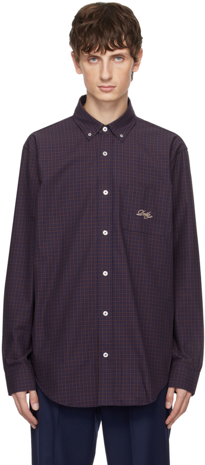 Drôle De Monsieur Carreaux Long Sleeve Shirt In Brown