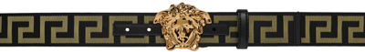 Versace Black Greca 'la Medusa' Belt In 2b15v