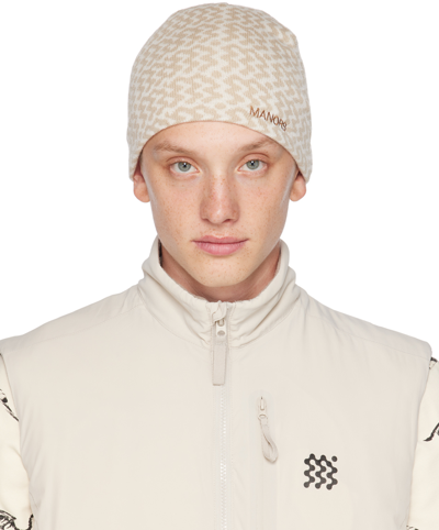 Manors Golf Beige & Off-white Skull Beanie In Sand