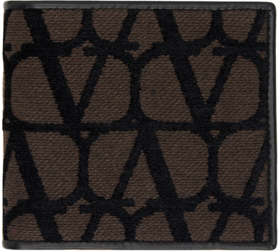 Valentino Garavani Toile Iconographe Bi-fold Wallet In U02 Fondant/nero
