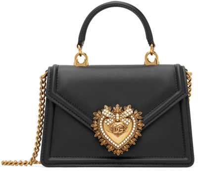 Dolce & Gabbana Small Calfskin Devotion Bag In 80999 Nero