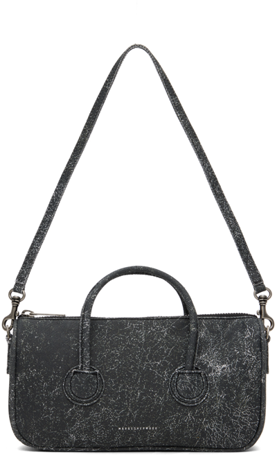 Marge Sherwood Gray Small Zipper Bag In Black Glossy