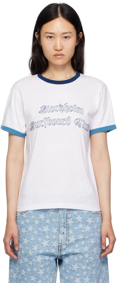Stockholm Surfboard Club White Embroidered T-shirt