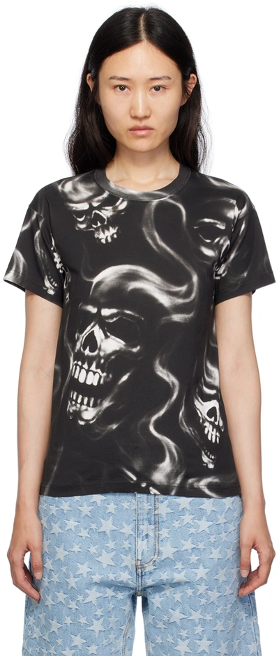 Stockholm Surfboard Club Black Airbrush T-shirt In Black Skull