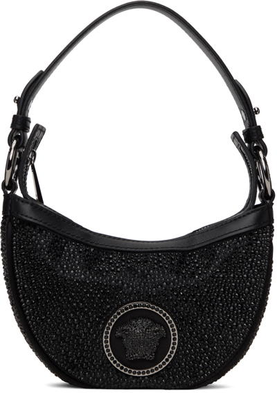 Versace Repeat Mini Embellished Shoulder Bag In Black Ruthenium (black)