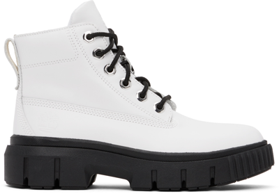 Timberland White Greyfield Boots In White Full Grain