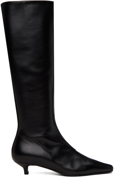 Totême 50mm The Slim Leather Tall Boots In Black