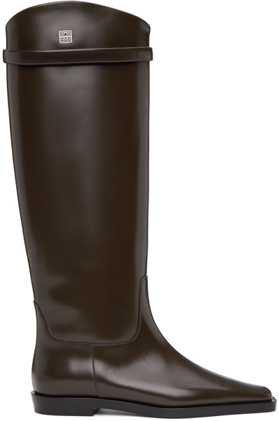 Totême Leather Riding Boots Coffee