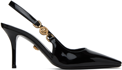 Versace 85mm Medusa-plaque Slingback Pumps In Black