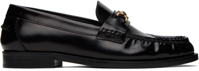 Marni Leather Loafers In Nero/oro Versace