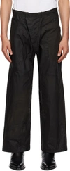 Jan-jan Van Essche Black #75 Trousers In Black Khaki Waxed Co