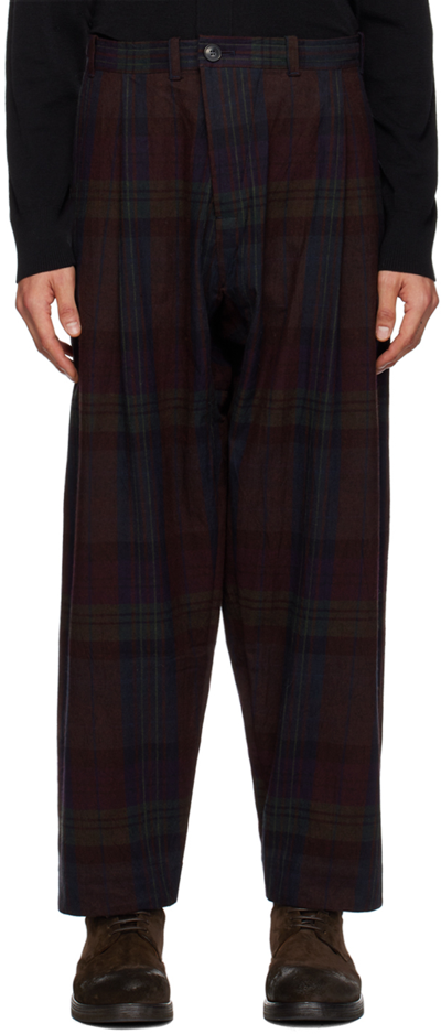 Jan-jan Van Essche Burgundy #68 Trousers In Dusk Check Canvas