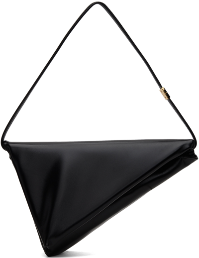 Marni Triangle Leather Shoulder Bag In Black