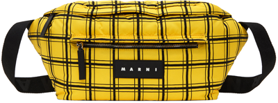 Marni Yellow Check Pouch In 00y50 Sun