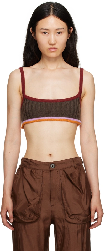 Edward Cuming Brown Cropped Tank Top In Brown/red