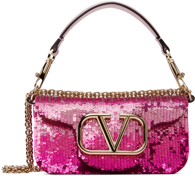 Valentino Garavani Pink Small Locò Shoulder Bag In Mpp Rose-multicolor