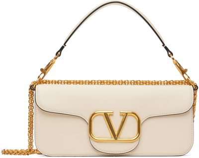 Valentino Garavani Beige Small Locò Bag In Ivory