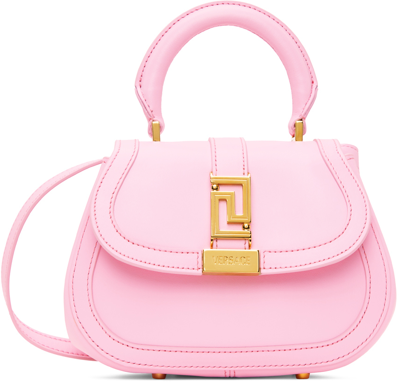 Versace Greca Goddess Mini Leather Shoulder Bag In Pink