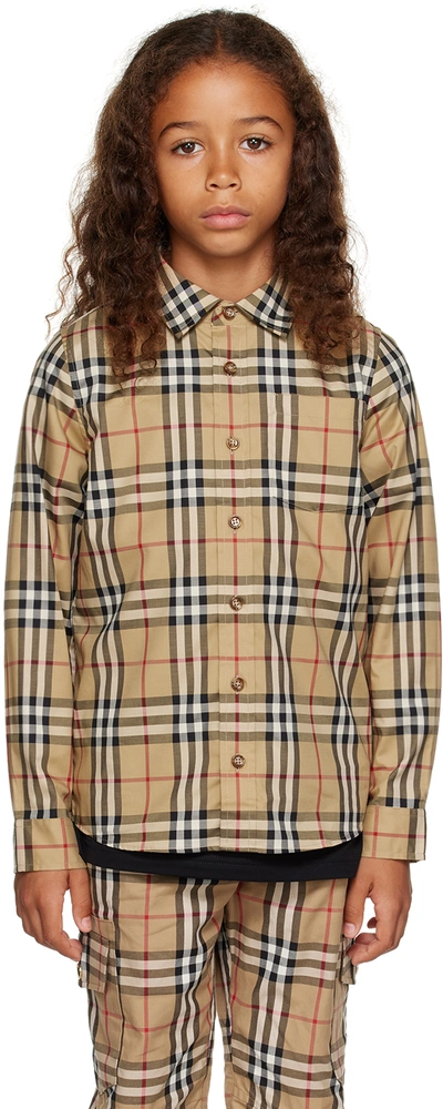 Burberry Kids Vintage Check Shirt In Archive Beige Ip Chk