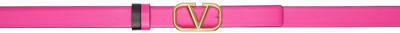 Valentino Garavani Pink Reversible Vlogo Belt In Black