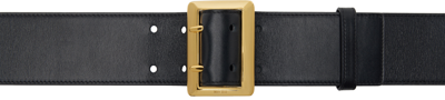 Recto Black Rectangular Buckle Wide Belt