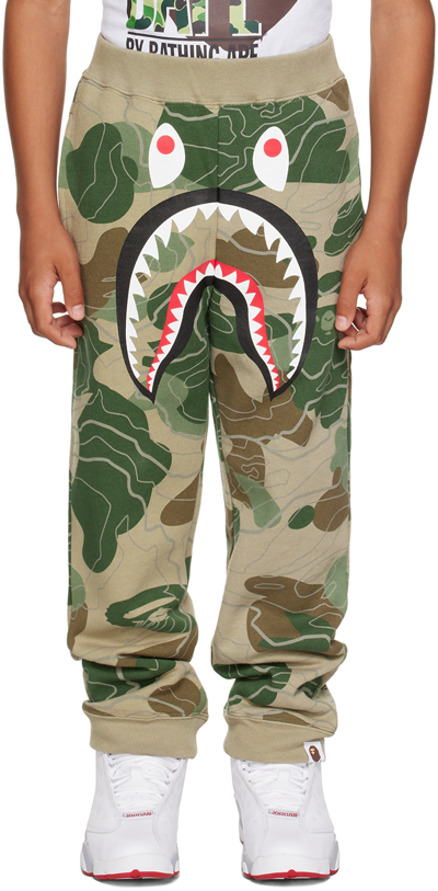 Bape Kids Beige 1st Camo Shark Sweatpants