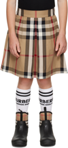 BURBERRY KIDS BEIGE EXAGGERATED CHECK SKIRT