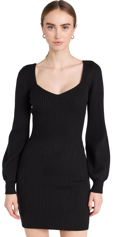 Paige Celie Long Sleeve Rib Sweater Dress In Black