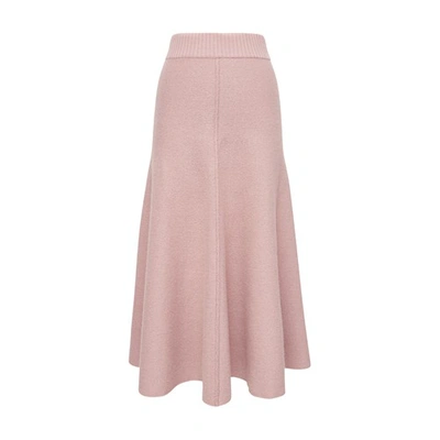 Pringle Of Scotland Midi Skirt In Cashmere In Dusty_pink